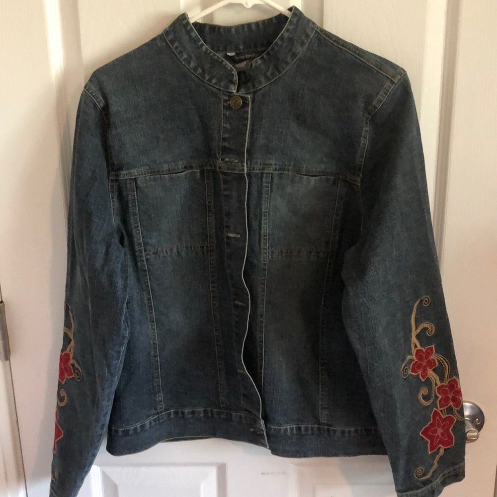 Embroidered denim jacket by Kate Landry